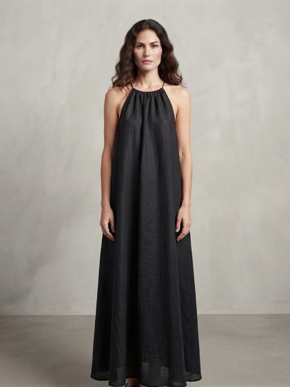 NWT Banana Republic Black Ramie Open Back Maxi Dress - Size XL